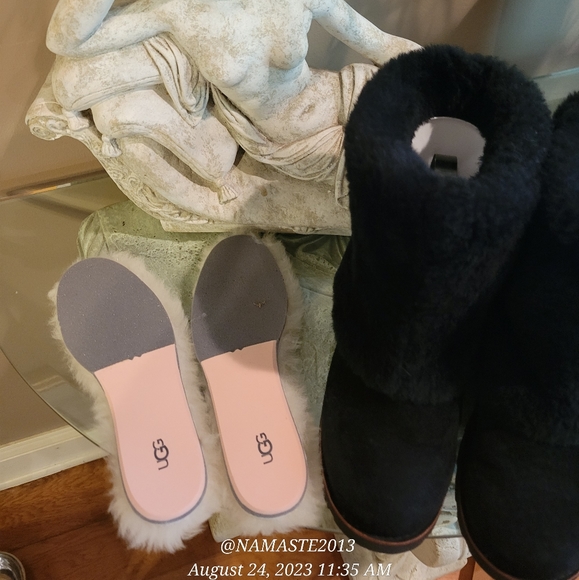 Ugg Maylin Sheepskin Sherpa Fur Boots in Black Size 7 #490 - Picture 11 of 16